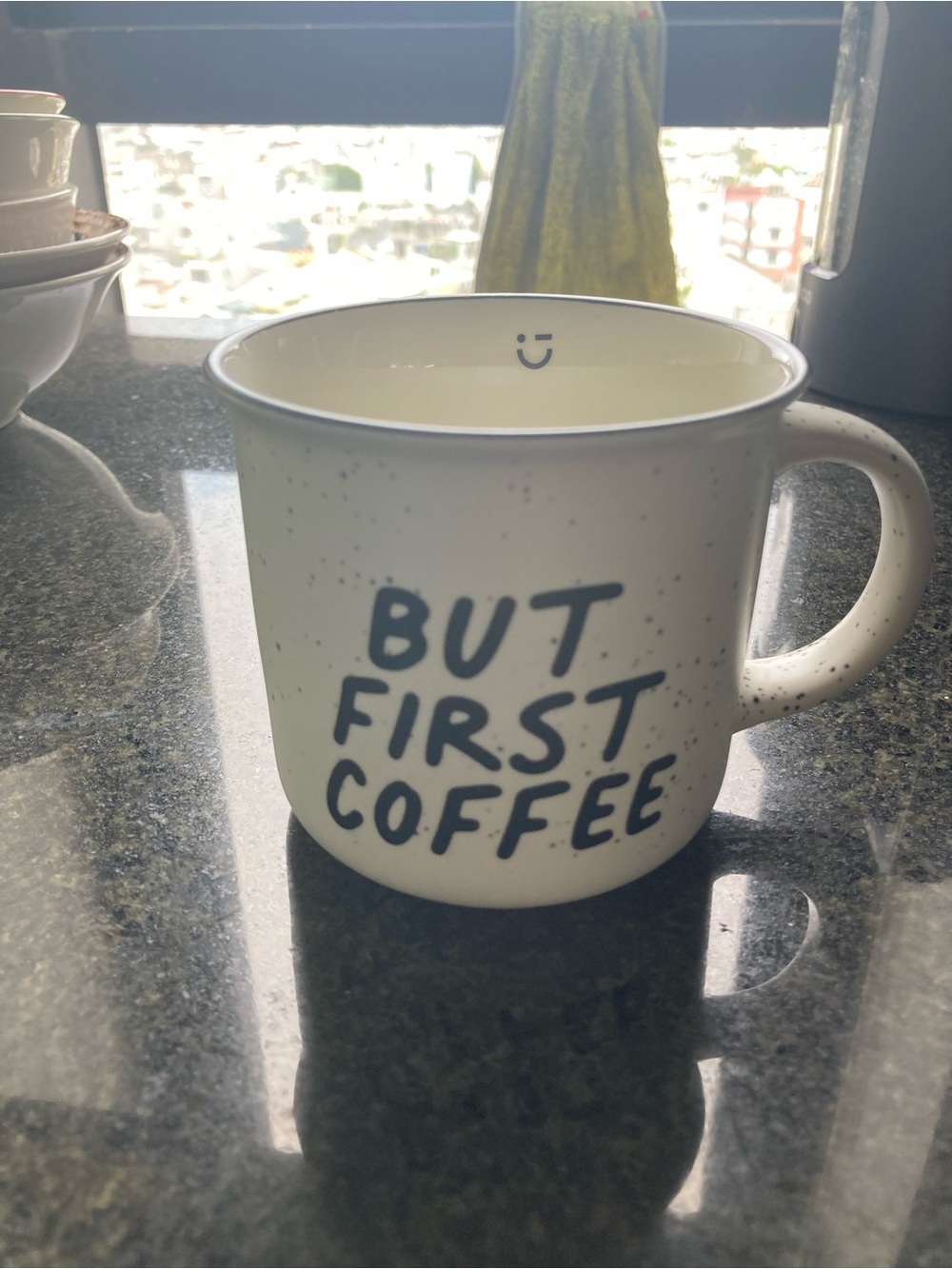 But First Coffee Cream Ceramic Mug with Navy Lettering